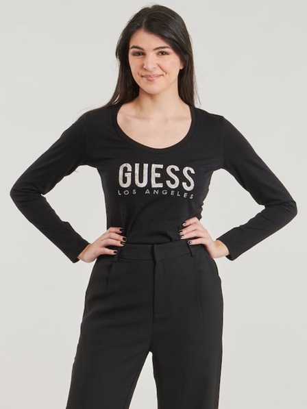 Guess Jeans Dámske čierne tričko Python Guess jeans
