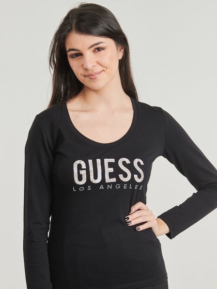 Guess Jeans Dámske čierne tričko Python Guess jeans