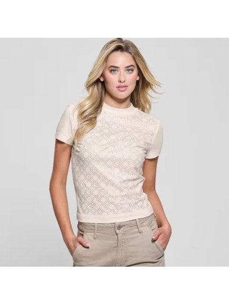 Guess Jeans Dámske krémové tričko s potlačou Guess jeans