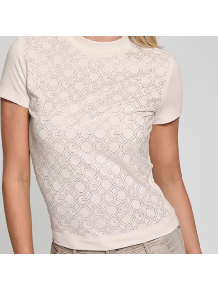 Guess Jeans Dámske krémové tričko s potlačou Guess jeans