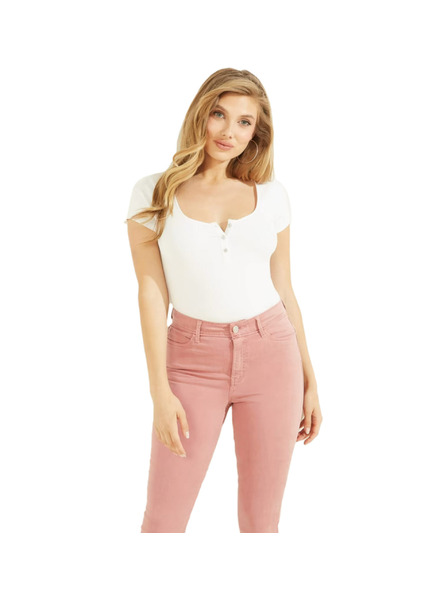 Guess Jeans Dámske biele tričko s gombíkmi Guess jeans