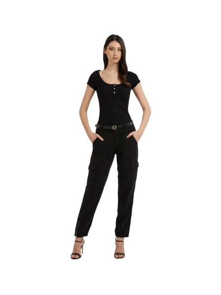 Guess Jeans Dámske čierne tričko s gombíkmi Guess jeans