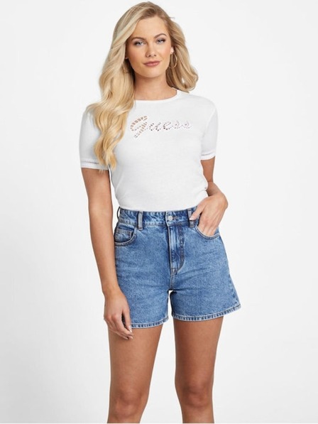 Guess Jeans Dámske biele tričko Guess Blouse Cotton