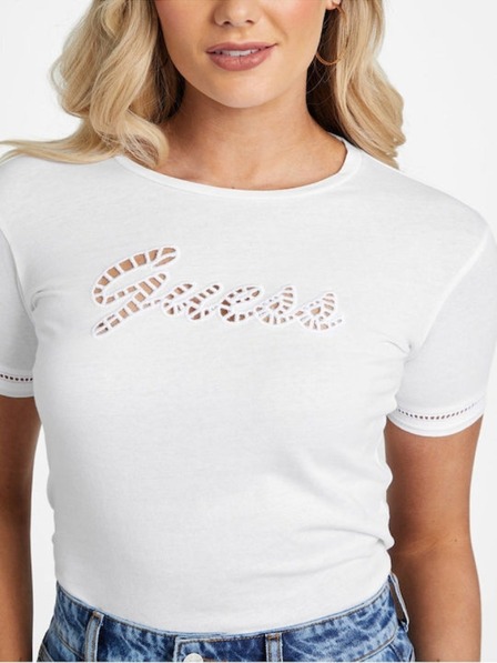 Guess Jeans Dámske biele tričko Guess Blouse Cotton