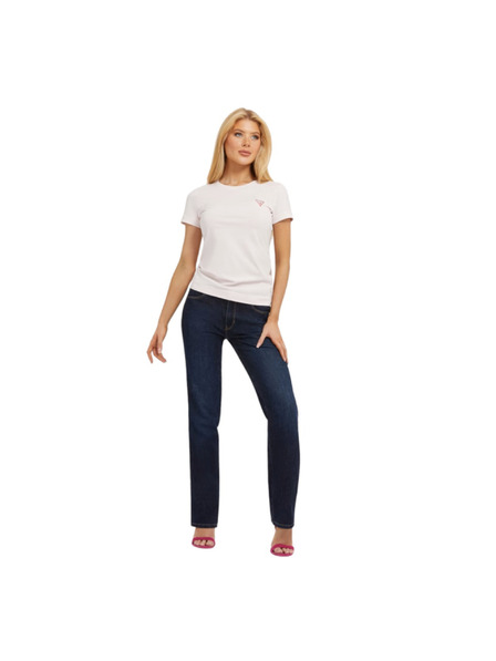 Guess Jeans Dámske svetlo ružové tričko mini triangle logo Guess jeans
