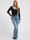 Guess Jeans Dámske čierne tričko s dlhými rukávmi a gombíkmi Guess jeans