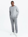 Ombre Clothing Pánsky raglánový sveter s rebrovanými rukávmi sivý melír Ombre Oblečenie