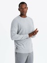 Ombre Clothing Pánsky raglánový sveter s rebrovanými rukávmi sivý melír Ombre Oblečenie
