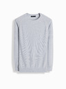 Ombre Clothing Pánsky raglánový sveter s rebrovanými rukávmi sivý melír Ombre Oblečenie
