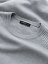 Ombre Clothing Pánsky raglánový sveter s rebrovanými rukávmi sivý melír Ombre Oblečenie