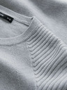 Ombre Clothing Pánsky raglánový sveter s rebrovanými rukávmi sivý melír Ombre Oblečenie