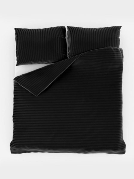 Kvalitex Saténové francúzske plátno s pruhom 140x220, 70x90cm ČIERNA