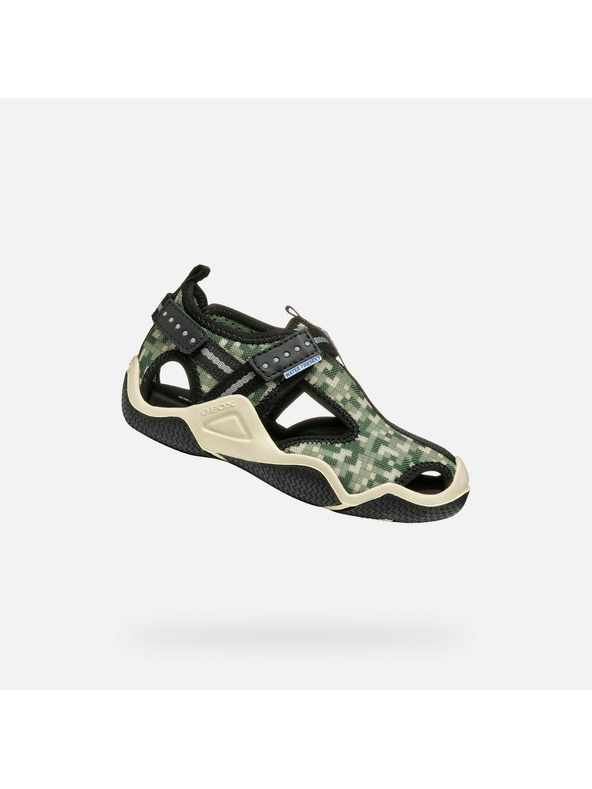 Geox Olivové chlapčenské sandále Geox Wader