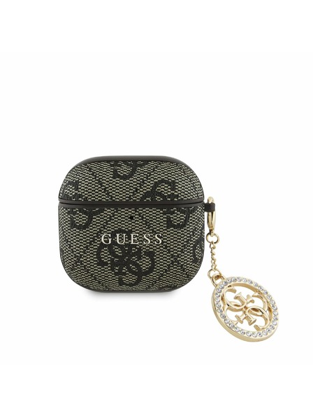Guess Guess 4G Script PC/PU Charm Obal pre AirPods 4 Brown
