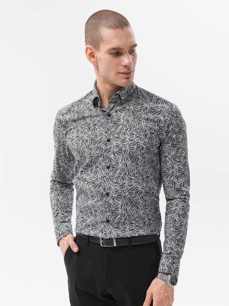 Ombre Clothing Bielo-čierna pánska košeľa Ombre Clothing K608