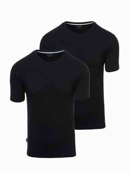Ombre Clothing Sada dvoch kusov pánskych bavlnených tričiek BASIC s okrúhlym výstrihom Ombre Clothing