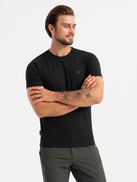 Ombre Clothing Sada dvoch kusov pánskych bavlnených tričiek BASIC s okrúhlym výstrihom Ombre Clothing