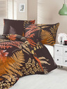Kvalitex Saténové francúzske posteľné obliečky Luxury Collection 1+2, 200x200, 70x90cm Kapradí hnedé Kvalitex