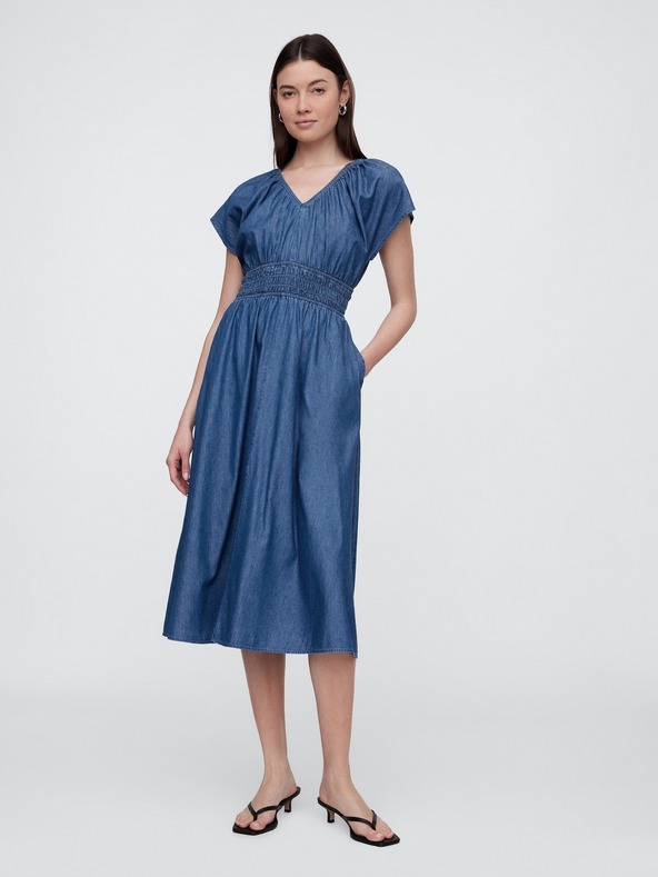 GAP Chambray maxi šaty s vreckami Americana GAP