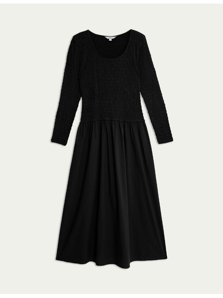 Marks & Spencer Midi šaty z čistej bavlny so zníženým pásom Marks & Spencer čierne