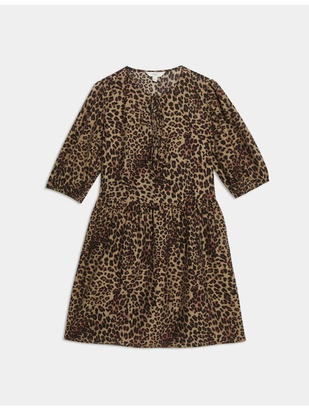 Marks & Spencer Mini šaty so zvýrazneným pásom a leopardím vzorom, s vysokým podielom lyocellu Marks & Spencer hnedá