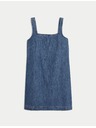 Marks & Spencer Splývavé džínsové mini šaty z čistej bavlny Marks & Spencer námornícka modrá