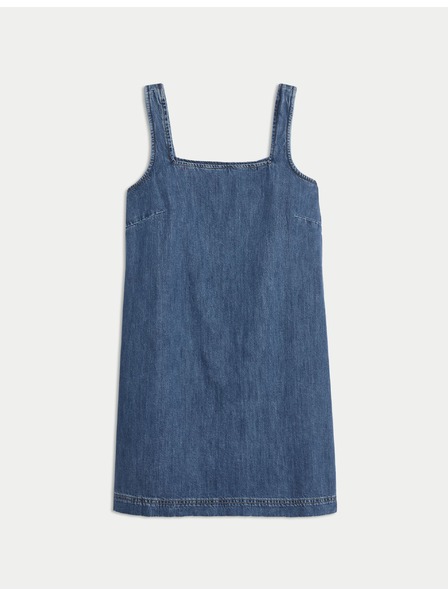 Marks & Spencer Splývavé džínsové mini šaty z čistej bavlny Marks & Spencer námornícka modrá