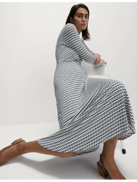 Marks & Spencer Marks & Spencer džersejové midi šaty s okrúhlym výstrihom a prekrížením vpredu Marks & Spencer námornícka modrá