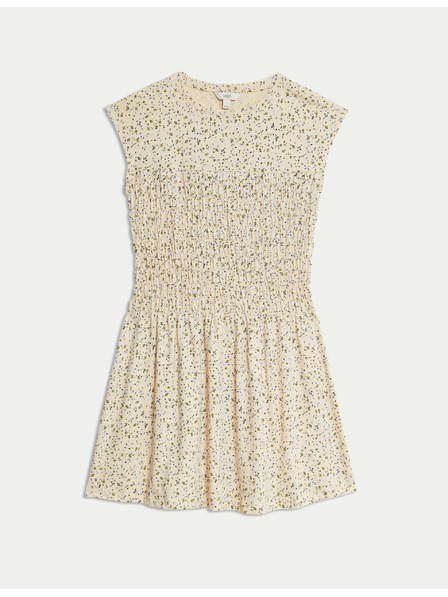 Marks & Spencer Splývavé riasené midi šaty z čistej bavlny Marks & Spencer smotanová