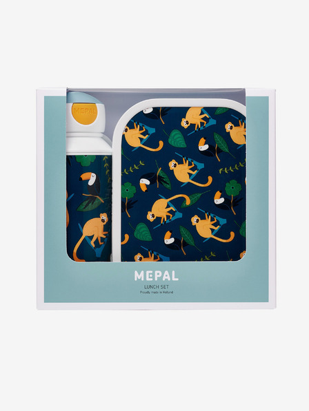 Mepal Tmavomodrý detský vzorovaný desiatový set Mepal Campus Jungle