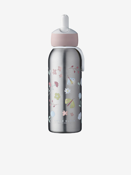 Mepal Ružovo-sivá detská termo fľaša Mepal Campus Flowers & Butterflies 350 ml