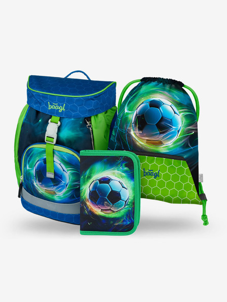 BAAGL  Modrý 3 SET Airy Futbalová lopta: batoh, penál, taška Baagl