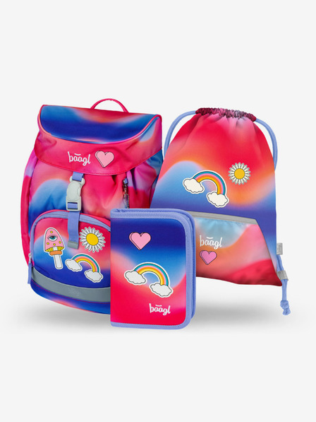 BAAGL  Červená 3 SET Airy Hippie: batoh, penál, taška Baagl