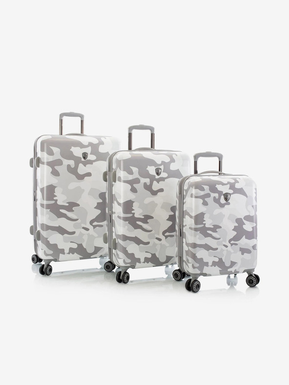 Heys Sada troch bielych kufrov Heys White Camo S,M,L