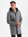 Ombre Clothing Pánsky melírovaný dlhý kabát s kapucňou Ombre Clothing