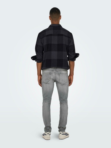 ONLY & SONS Svetlosivé pánske džínsy slim fit strihu s vyšívaným efektom ONLY & SONS Loom