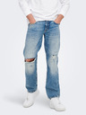 ONLY & SONS Modré voľné džínsy s roztrhaným efektom ONLY & SONS Edge