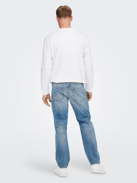 ONLY & SONS Modré voľné džínsy s roztrhaným efektom ONLY & SONS Edge