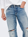 ONLY & SONS Modré voľné džínsy s roztrhaným efektom ONLY & SONS Edge