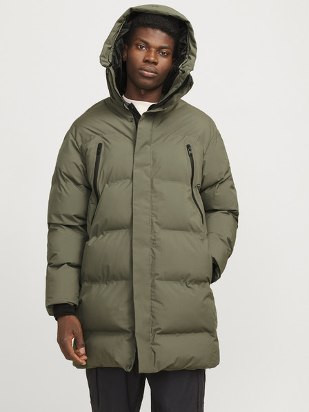 Jack & Jones Khaki pánsky zimný prešívaný kabát Jack & Jones Alpha