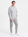 Ombre Clothing Pánske teplákové nohavice s vydutými látkovými vložkami - sivé V5 OM-PASK-0127