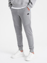 Ombre Clothing Pánske teplákové nohavice s vydutými látkovými vložkami - sivé V5 OM-PASK-0127