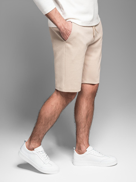 Ombre Clothing Pánske bavlnené teplákové šortky BASIC beige Ombre Oblečenie