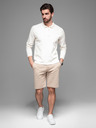 Ombre Clothing Pánske bavlnené teplákové šortky BASIC beige Ombre Oblečenie