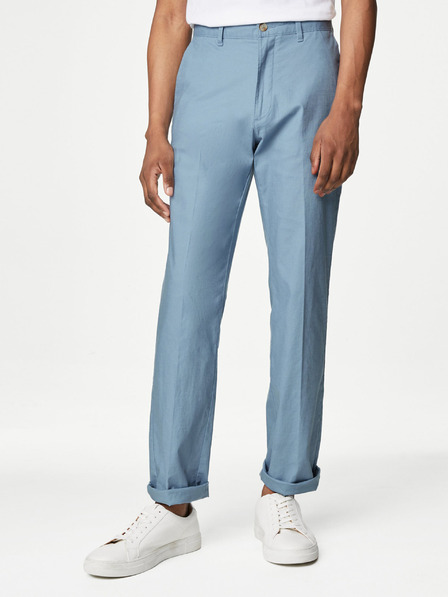 Marks & Spencer Modré pánske chino nohavice s plátnom Marks & Spencer