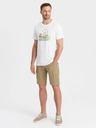 Ombre Clothing Pánske jednofarebné krátke nohavice s cargo vreckami - pieskové V1 OM-SRCG-0133 Oblečenie Ombre