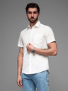 Ombre Clothing Pánska košeľa s krátkym rukávom a kubánskym golierom biela Ombre Clothing