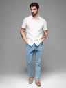 Ombre Clothing Pánska košeľa s krátkym rukávom a kubánskym golierom biela Ombre Clothing