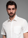 Ombre Clothing Pánska košeľa s krátkym rukávom a kubánskym golierom biela Ombre Clothing