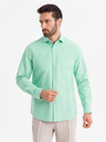 Ombre Clothing Pánska bavlnená oxfordská košeľa v pastelových farbách - mentolová Ombre Clothing